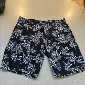 H&M Black, Blue and White Floral Patterned Shorts